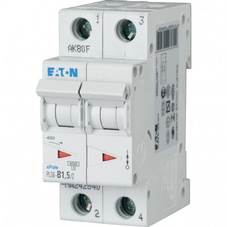 Eaton-moeller PLS6-B1,5/2-MW EATON ELECTRIC Over current switch, 1, 5 A, 2 p, type B characteristic