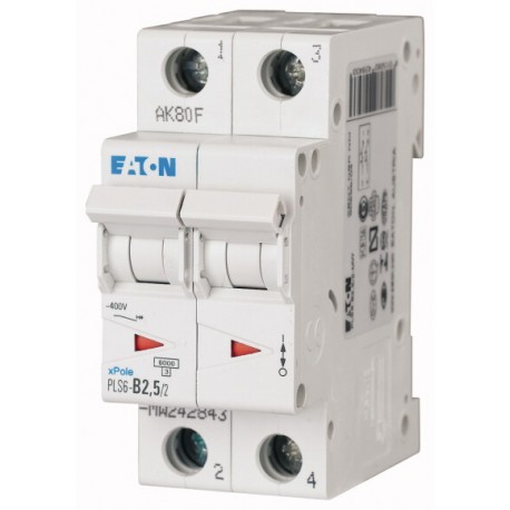 Eaton-moeller PLS6-B2,5/2-MW EATON ELECTRIC Over current switch, 2, 5 A, 2 p, type B characteristic