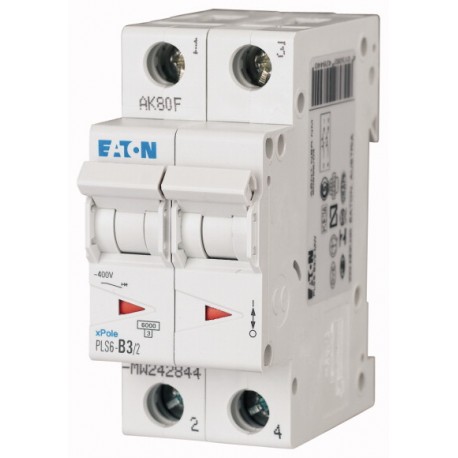 Eaton-moeller PLS6-B3/2-MW EATON ELECTRIC Over current switch, 3A, 2 p, type B characteristic