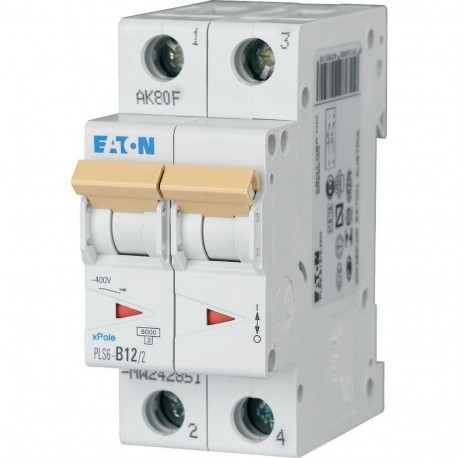 Eaton-moeller PLS6-B12/2-MW EATON ELECTRIC Over current switch, 12A, 2 p, type B characteristic