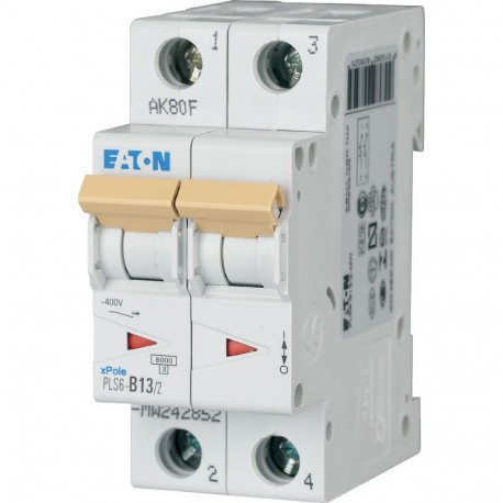 Eaton-moeller PLS6-B13/2-MW Y7-242852 EATON ELECTRIC Over current switch, 13A, 2 p, type B characteristic
