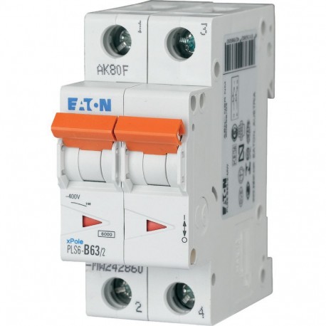 Eaton-moeller PLS6-B63/2-MW Y7-242860 EATON ELECTRIC Miniature circuit breaker (MCB), 63A, 2p, type B characteristic