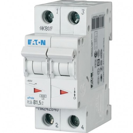 Eaton-moeller PLS6-C1,5/2-MW EATON ELECTRIC Over current switch, 1, 5 A, 2 p, type C characteristic