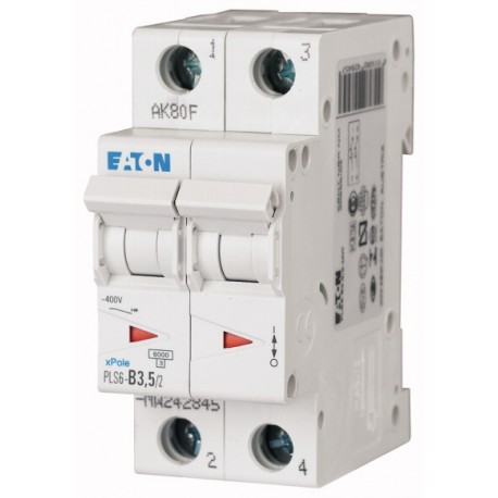 Eaton-moeller PLS6-C3,5/2-MW EATON ELECTRIC Over current switch, 3, 5 A, 2 p, type C characteristic