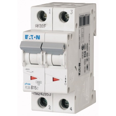Eaton-moeller PLS6-C15/2-MW EATON ELECTRIC Over current switch, 15A, 2 p, type C characteristic