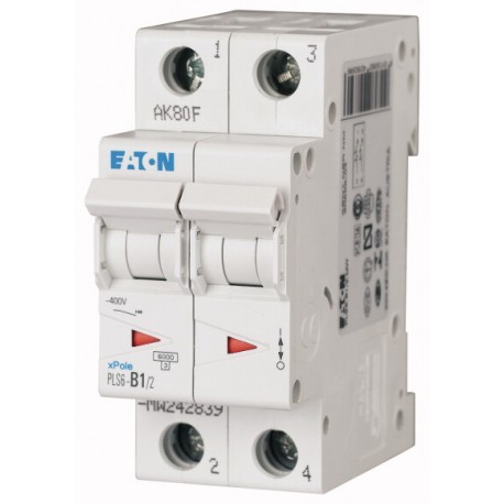 Eaton-moeller PLS6-D0,5/2-MW EATON ELECTRIC Over current switch, 0, 5 A, 2 p, type D characteristic