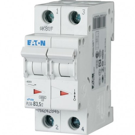 Eaton-moeller PLS6-D3,5/2-MW EATON ELECTRIC Over current switch, 3, 5 A, 2 p, type D characteristic