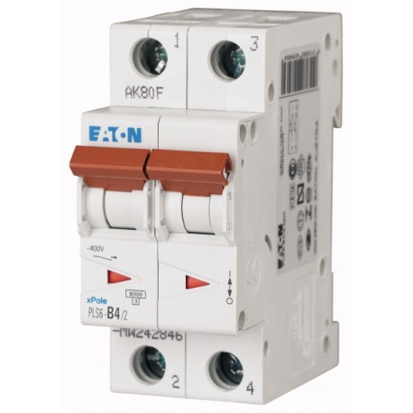 Eaton-moeller PLS6-D4/2-MW EATON ELECTRIC Over current switch, 4A, 2 p, type D characteristic