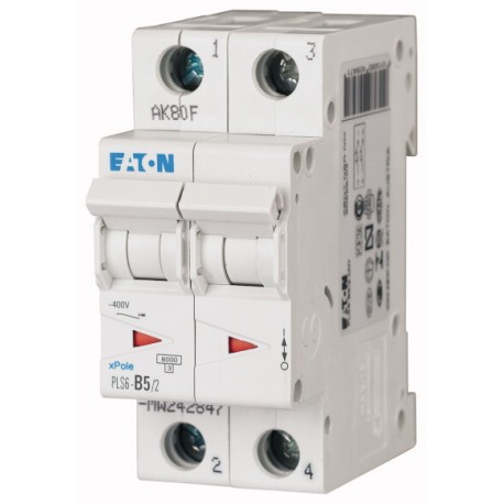 Eaton-moeller PLS6-D5/2-MW EATON ELECTRIC Over current switch, 5A, 2 p, type D characteristic
