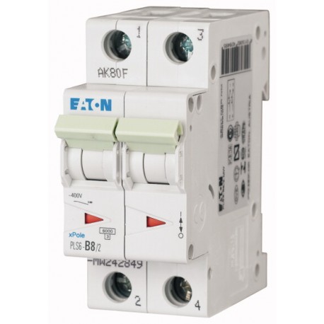 Eaton-moeller PLS6-D8/2-MW EATON ELECTRIC Over current switch, 8A, 2 p, type D characteristic