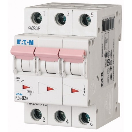 Eaton-moeller PLS6-B2/3-MW EATON ELECTRIC Over current switch, 2A, 3 p, type B characteristic