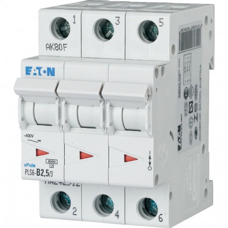 Eaton-moeller PLS6-B2,5/3-MW EATON ELECTRIC Over current switch, 2, 5 A, 3 p, type B characteristic