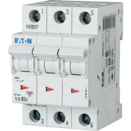 Eaton-moeller PLS6-B5/3-MW EATON ELECTRIC Over current switch, 5A, 3 p, type B characteristic