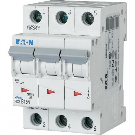 Eaton-moeller PLS6-B15/3-MW EATON ELECTRIC Over current switch, 15A, 3 p, type B characteristic