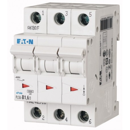 Eaton-moeller PLS6-C1,6/3-MW EATON ELECTRIC Over current switch, 1, 6 A, 3 p, type C characteristic