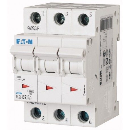 Eaton-moeller PLS6-C2,5/3-MW EATON ELECTRIC Over current switch, 2, 5 A, 3 p, type C characteristic