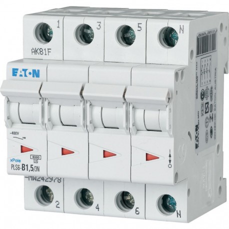 Eaton-moeller PLS6-B1,5/3N-MW EATON ELECTRIC Over current switch, 1, 5 A, 3pole+N, type B characteristic