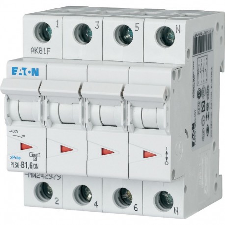 Eaton-moeller PLS6-B1,6/3N-MW EATON ELECTRIC Over current switch, 1, 6 A, 3pole+N, type B characteristic