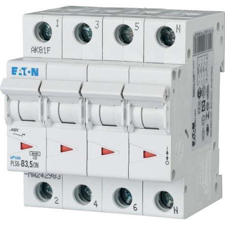 Eaton-moeller PLS6-B3,5/3N-MW EATON ELECTRIC Over current switch, 3, 5 A, 3pole+N, type B characteristic