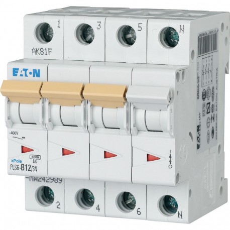 Eaton-moeller PLS6-B12/3N-MW EATON ELECTRIC Miniature circuit breaker (MCB), 12A, 3pole+N, type B characteristic
