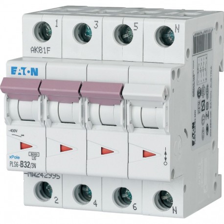 Eaton-moeller PLS6-B32/3N-MW Y7-242995 EATON ELECTRIC Over current switch, 32A, 3pole+N, type B characteristic