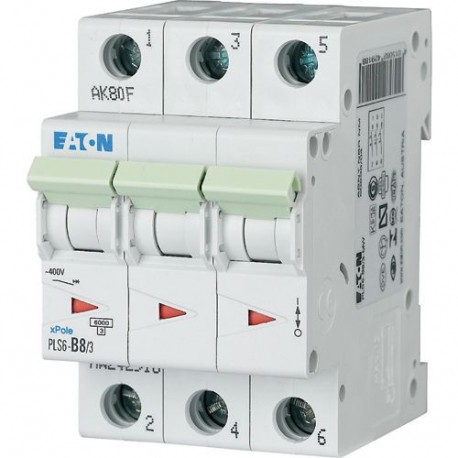 Eaton-moeller PLS6-C8/3N-MW EATON ELECTRIC Over current switch, 8A, 3pole+N, type C characteristic