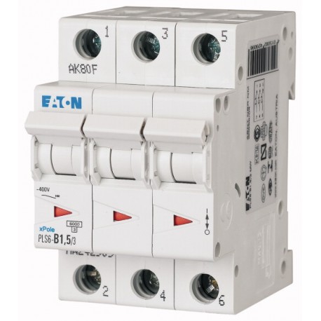 Eaton-moeller PLS6-D1,5/3N-MW EATON ELECTRIC Over current switch, 1, 5 A, 3pole+N, type D characteristic