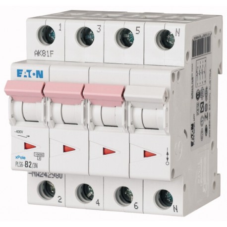 Eaton-moeller PLS6-D2/3N-MW EATON ELECTRIC Over current switch, 2A, 3pole+N, type D characteristic