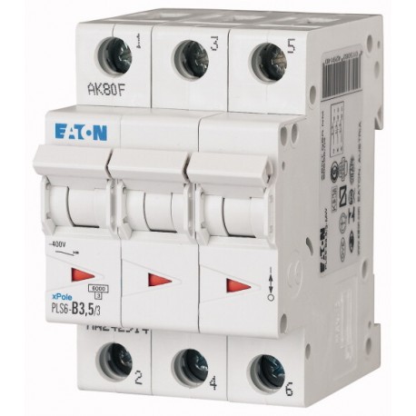 Eaton-moeller PLS6-D3,5/3N-MW EATON ELECTRIC Over current switch, 3, 5 A, 3pole+N, type D characteristic