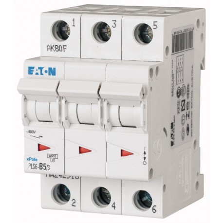 Eaton-moeller PLS6-D5/3N-MW EATON ELECTRIC Over current switch, 5A, 3pole+N, type D characteristic