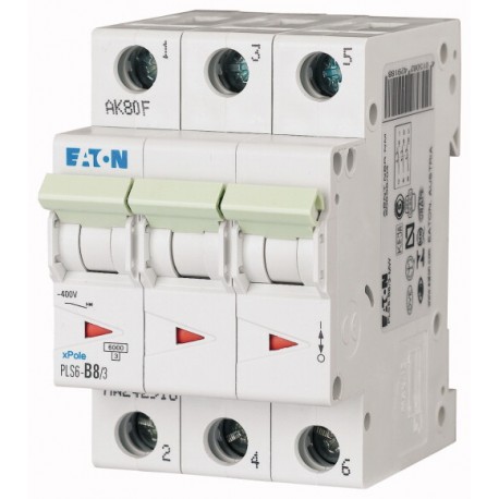 Eaton-moeller PLS6-D8/3N-MW EATON ELECTRIC Over current switch, 8A, 3pole+N, type D characteristic