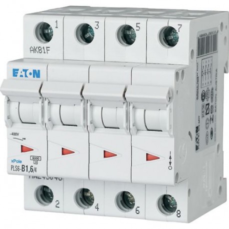 Eaton-moeller PLS6-B1,6/4-MW EATON ELECTRIC Over current switch, 1, 6 A, 4 p, type B characteristic