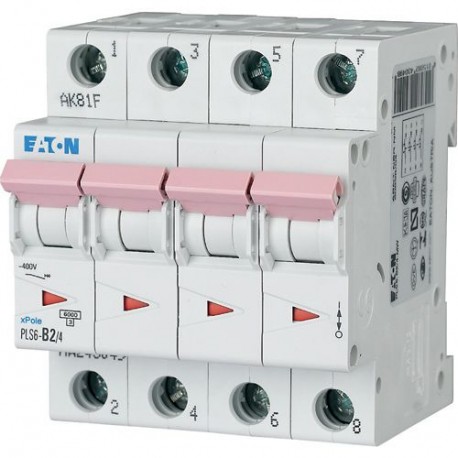 Eaton-moeller PLS6-B2/4-MW EATON ELECTRIC Over current switch, 2A, 4 p, type B characteristic