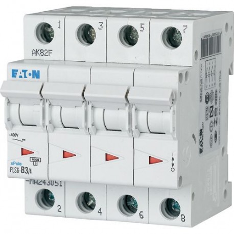 Eaton-moeller PLS6-B3/4-MW EATON ELECTRIC Over current switch, 3A, 4 p, type B characteristic