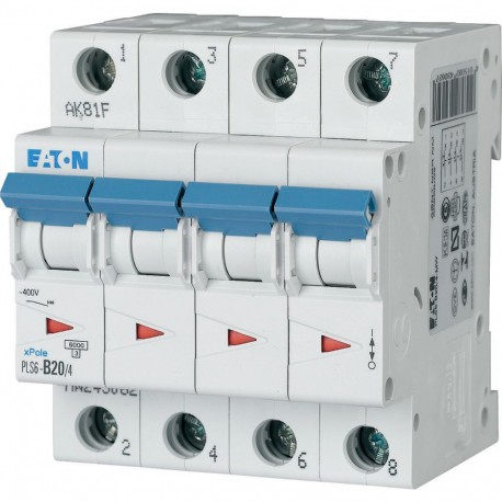 Eaton-moeller PLS6-B20/4-MW Y7-243062 EATON ELECTRIC Over current switch, 20A, 4 p, type B characteristic