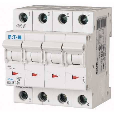 Eaton-moeller PLS6-C1,6/4-MW EATON ELECTRIC Over current switch, 1, 6 A, 4 p, type C characteristic