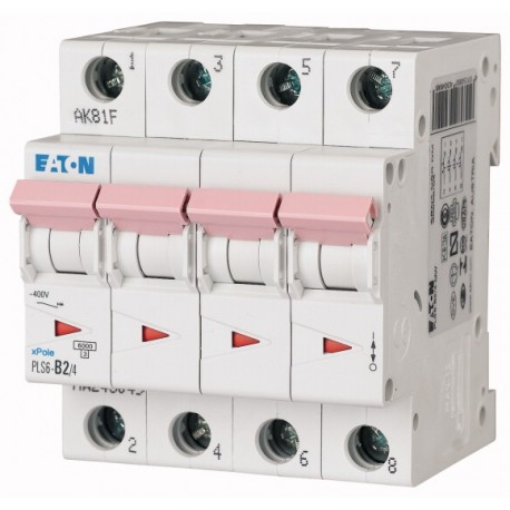 Eaton-moeller PLS6-C2/4-MW EATON ELECTRIC Over current switch, 2A, 4 p, type C characteristic