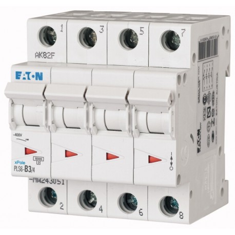 Eaton-moeller PLS6-C3/4-MW EATON ELECTRIC Over current switch, 3A, 4 p, type C characteristic