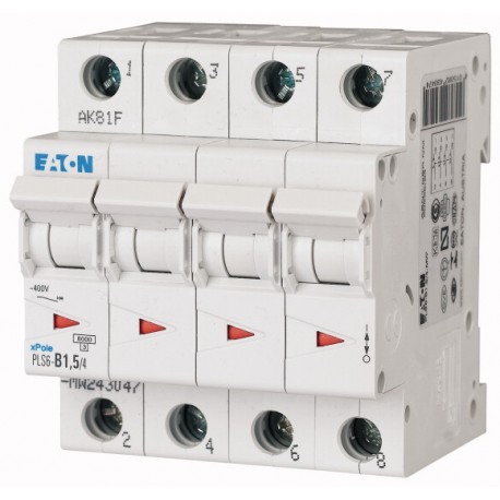 Eaton-moeller PLS6-D1,5/4-MW EATON ELECTRIC Over current switch, 1, 5 A, 4 p, type D characteristic