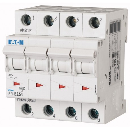 Eaton-moeller PLS6-D2,5/4-MW EATON ELECTRIC Over current switch, 2, 5 A, 4 p, type D characteristic