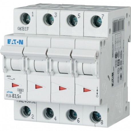 Eaton-moeller PLS6-D3,5/4-MW EATON ELECTRIC Over current switch, 3, 5 A, 4 p, type D characteristic