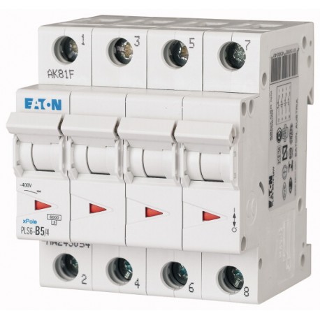 Eaton-moeller PLS6-D5/4-MW EATON ELECTRIC Over current switch, 5A, 4 p, type D characteristic
