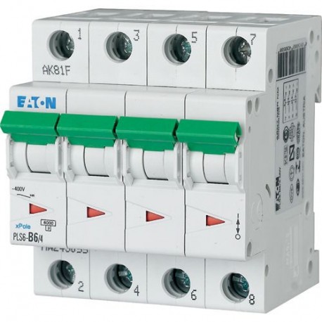 Eaton-moeller PLS6-D6/4-MW Y7-243104 EATON ELECTRIC Over current switch, 6A, 4 p, type D characteristic