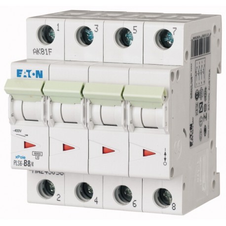 Eaton-moeller PLS6-D8/4-MW EATON ELECTRIC Over current switch, 8A, 4 p, type D characteristic