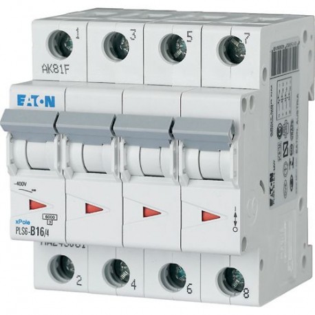 Eaton-moeller PLS6-D16/4-MW Y7-243110 EATON ELECTRIC Over current switch, 16A, 4 p, type D characteristic