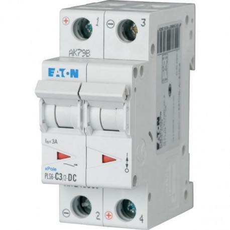 EATON - MOELLER PLS6-C3/2-DC-MW PLS6-C3/2-DC-MW 243130 Y7-243130 EATON ELECTRIC Over current switch, 3A, 2p, type C characteristic, DC