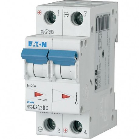 EATON - MOELLER PLS6-C20/2-DC-MW PLS6-C20/2-DC-MW 243136 Y7-243136 EATON ELECTRIC Over current switch, 20A, 2p, type C characteristic, DC