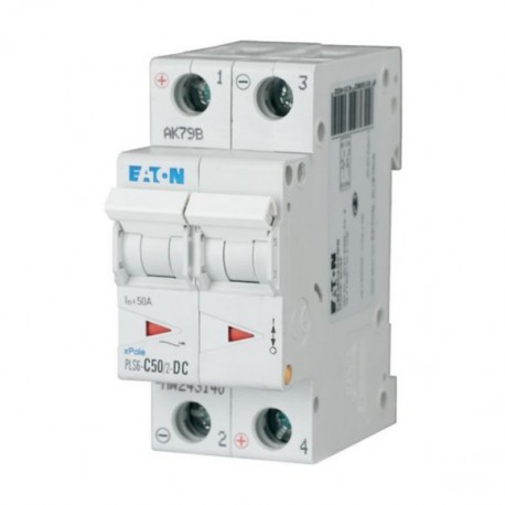 Eaton-moeller PLS6-C50/2-DC-MW Y7-243140 EATON ELECTRIC Over current switch, 50A, 2p, type C characteristic, DC