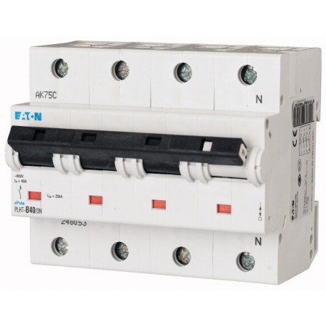 EATON - MOELLER PLHT-D40/3N PLHT-D40/3N 248071 EATON ELECTRIC Over current switch, 40A, 3Np, D-Char, AC