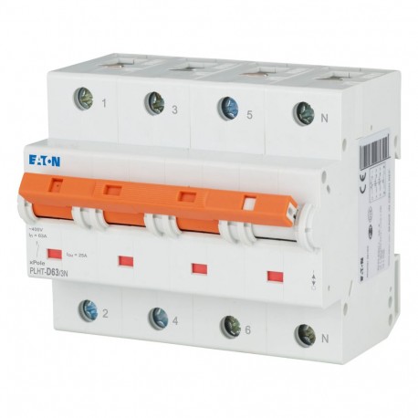 EATON - MOELLER PLHT-D63/3N PLHT-D63/3N 248073 EATON ELECTRIC Over current switch, 63A, 3pole+N, type D characteristic